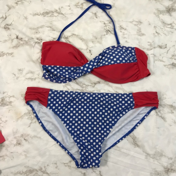 Wave Zone Other - Wave Zone Red White Blue Polka Dot Bikini